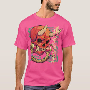 T-shirt Japonais Oni Skull Demon Skeleton Art Dark Aesthet