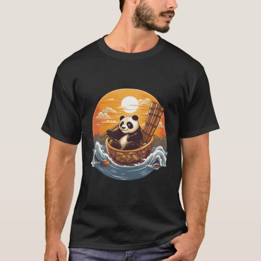T-shirt Japonais Panda Sushi Bowl Serene (Devant)