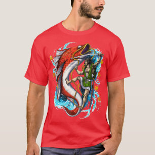 T-shirt Japonais Poisson en carpe Samurai Guerrier Folklor