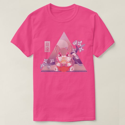 T-shirt Japonais Ramen Chat Cherry Blossom Otaku  (Design devant)