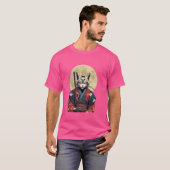 T-Shirt japonais rétro Samurai Chat Warrior (Devant entier)