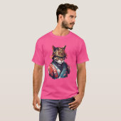 T-Shirt japonais rétro Samurai Chat Warrior (Devant entier)