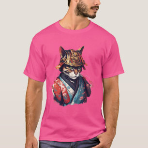 T-Shirt japonais rétro Samurai Chat Warrior