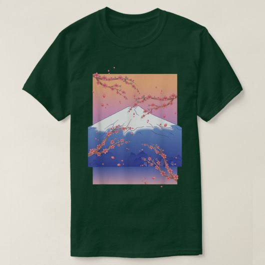 T-shirt Japonais rose Sakura Mountain Joli Flower Cherry (Design devant)