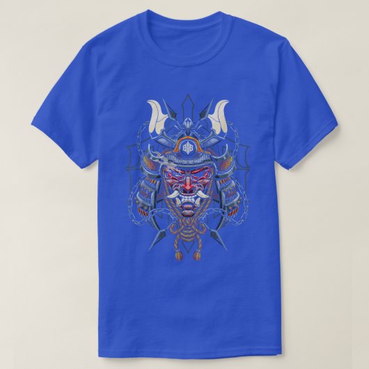 T-shirt Japonais Rouge Samurai Oni Masque Ogre Samurai jap (Design devant)