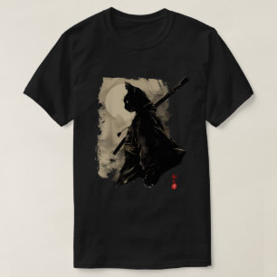T-shirt Japonais Samurai Chat Tattoo Kawaii Ninja Chat