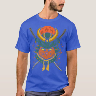 T-shirt Japonais Samurai Chat Vintage Amusant Samurai Geis