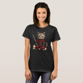 T-shirt Japonais Samurai Cool de chat Ninja Chat Warrier (Devant entier)