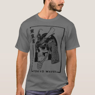 T-shirt Japonais Samurai crâne tiré minimaliste Japon Ar