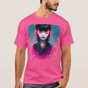 T-shirt Japonais Samurai Cyberpunk Mage Bushido Girl Anime