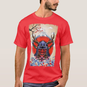 T-shirt Japonais Samurai Demon Cherry Blossom