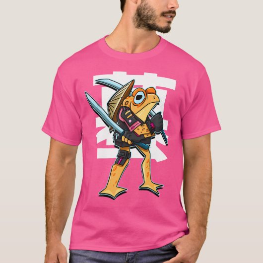 T-shirt Japonais Samurai Fighter Warrior Funny Comic Frog (Devant)