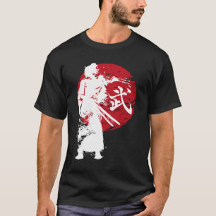 T-shirt Japonais Samurai Guerrier Rétro Japon Calligraphie