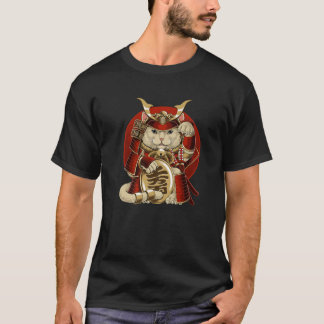 T-shirt Japonais Samurai Maneki Neko Chat Bushido esthétiq