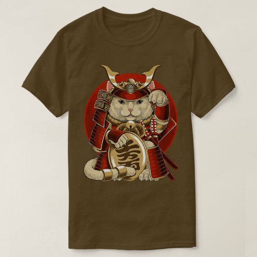T-shirt Japonais Samurai Maneki Neko Chat Bushido esthétiq (Design devant)