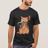 T-shirt Japonais Samurai Ninja Cat Kawaii Tattoo (Devant)