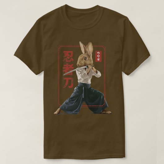 T-shirt Japonais Samurai Ninja Lapin Lapin Kawaii Tattoo (Design devant)