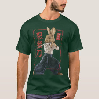 T-shirt Japonais Samurai Ninja Lapin Lapin Kawaii Tattoo