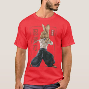 T-shirt Japonais Samurai Ninja Lapin Lapin Kawaii Tattoo 