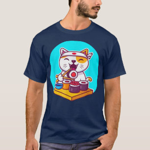 T-shirt Japonais Sushi Kawaii Anime Chat Amour-r Papa Mama