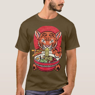 T-shirt Japonais Tiger Cub Kawaii Ramen Noodles Bowl Otaku