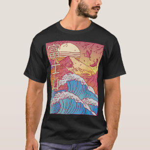 T-shirt Japonais vague de vapeur grande vague de coucher d