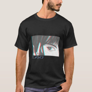T-shirt Japonais Vaporwave Anime Eyes Aesthétique Glitch H