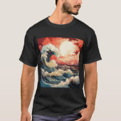 T-shirt japonais Wave Art : superbe design Red Sun (Devant)