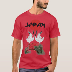 T-shirt Japonaise Crane blanche Japon