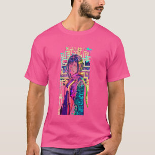T-shirt Japonaise esthétique Cyberpunk Style Waifu Girl Wo