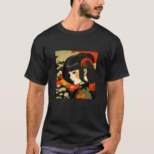 T-shirt Japonaise Geisha Samurai Retro Vintage Kimon