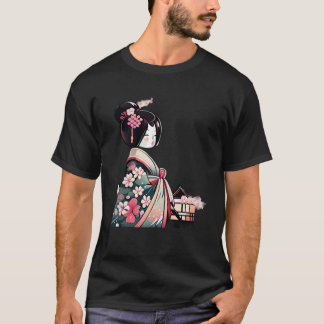 T-shirt Japonaise Lady Geisha aux fleurs de cerisiers