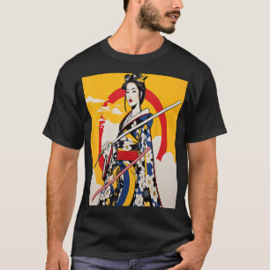T-shirt Japonaise Samurai fille Vintage Rétro Sakura Cherr
