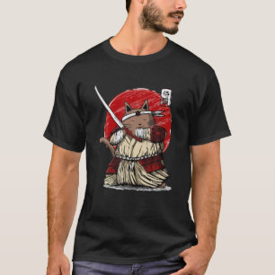 T-shirt Japonaise Samurai Ninja Chat Kawaii Tatouage Homme