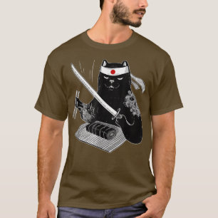 T-shirt Japonaise Samurai Ninja Chat Kawaii Tatouage Homme