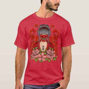 T-shirt Japonaise Samurai Oni Masque Visage Anime Girl (2)