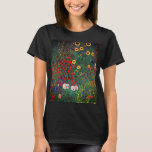 T-shirt Jardin aux fleurs Gustav Klimt<br><div class="desc">T-shirt avec peinture à l’huile de Gustav Klimt Jardin avec tournesols (1907). Un beau jardin de tournesols et de belles fleurs bleues,  rouges,  violettes,  roses et blanches. Un grand cadeau pour les amateurs d'art Art Nouveau et autrichien.</div>