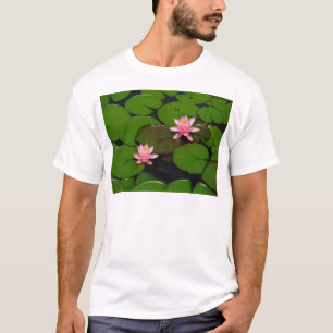 T-shirt Jardin de fleurs de laine d'eau de lotus rose,