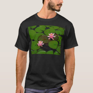 T-shirt Jardin de fleurs de laine d'eau de lotus rose,