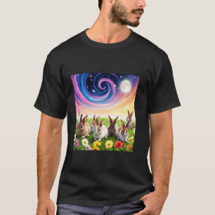 T-shirt Jardin de lapins au clair de lune - Nuit enchantée