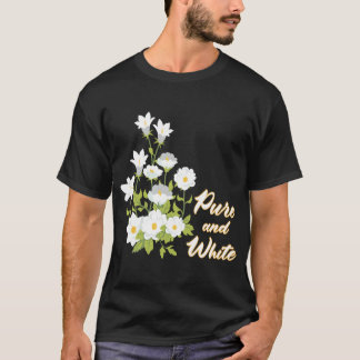 T-shirt Jardin de Lune Art Floral Pur et Blanc