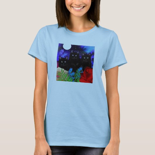 T-SHIRT JARDIN DE LUNE DE CHATS NOIRS (Devant)