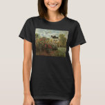 T-shirt Jardin de Monet à Argenteuil par Claude Monet<br><div class="desc">Le Jardin de l'Artiste à Argenteuil (Un coin du Jardin avec Dahlias) (1873) de Claude Monet est un impressionisme vintage peinture de la nature florale d'art. Une ferme de campagne se trouve dans l'arrière - plan. Un couple amoureux passe devant un jardin romantique de printemps avec des roses en fleurs...</div>
