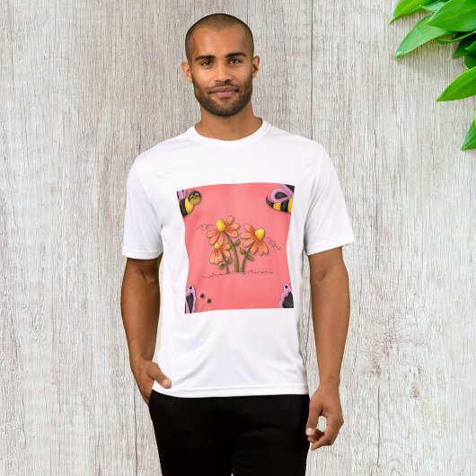 T-shirt Jardin de printemps mignon de l'abeille et rose fl
