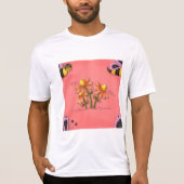 T-shirt Jardin de printemps mignon de l'abeille et rose fl (Devant)