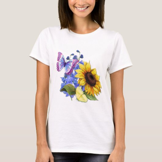 T-shirt Jardin de tournesol papillon (Devant)