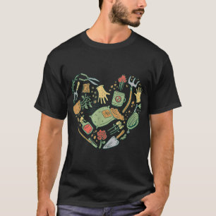 T-shirt Jardin Décor Jardin Gants Casquette Outils Jardin