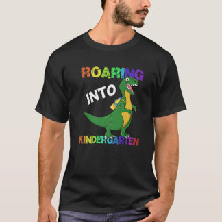 T-shirt Jardin D'Enfants Gravants Dinosaure T Rex Retour À