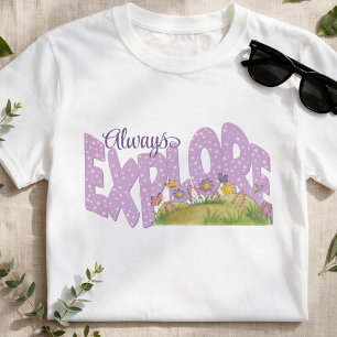 T-shirt Jardin Fantaisiste Violet Doux à Explorer