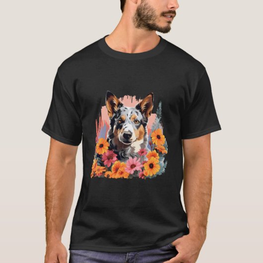 T-shirt Jardin Fleur de printemps Cute Blue Heeler Austral (Devant)